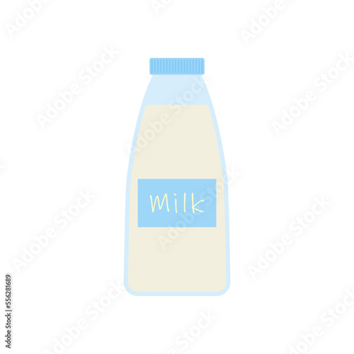 milk in bottle. Elements for design dairy products, logo farm, grocery store, health food, etc. Vector flat design illustration.