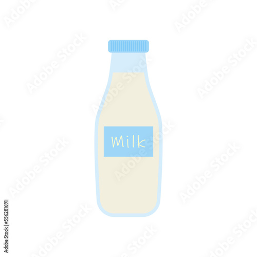 milk in bottle. Elements for design dairy products, logo farm, grocery store, health food, etc. Vector flat design illustration.