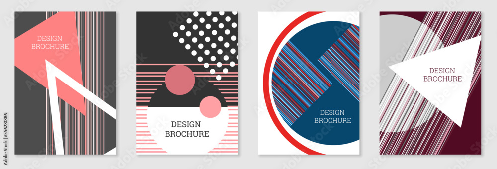 Set of cover design in Memphis style. Geometric design, abstract background. Fashionable bright cover, banner, poster, booklet. Creative colors. Set of cover design in Memphis style. Geometric design, abstract background. Fashionable bright cover, banner, poster, booklet. Creative colors.