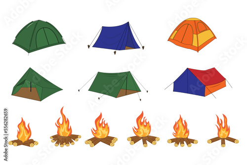 tend and bonfire shape graphic