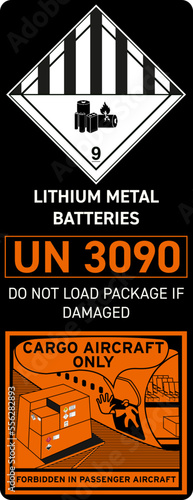 UN 3090 Lithium metal batteries label