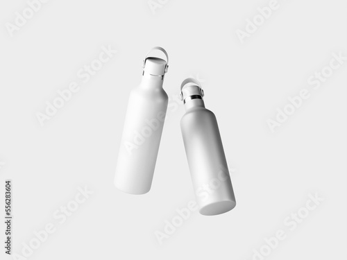Wallpaper Mural Two Empty of Empty Stainless Water Bottle Mockup Isolated on White Background Torontodigital.ca