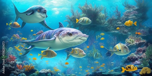Lustiger Fisch unter Wasser- Generative AI © GregorMeier