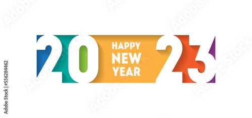 Cover of business diary for 20 23 with wishes. The art of cutting paper. Happy new year 2023, horizontal banner. Brochure or calendar cover new year's design template.