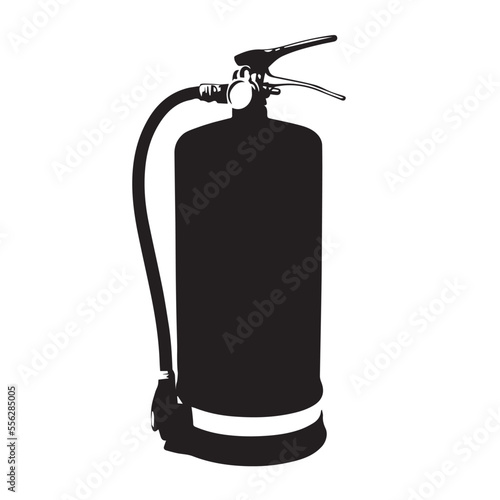 Fire extinguisher silhouette on a white background. Fire extinguisher flat vector illustration