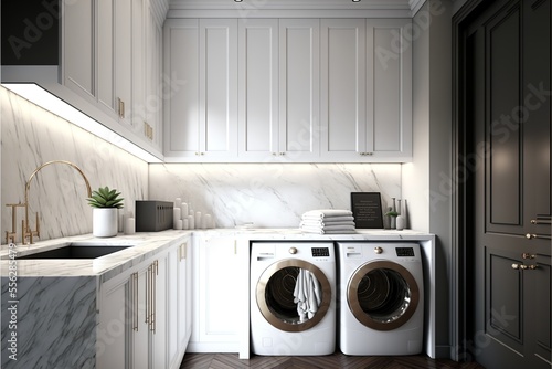 Laundry room with washing machine - interior modern style photo