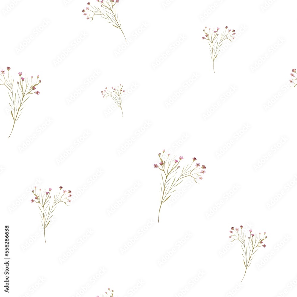 Branch pink flower simple cute pattern watercolor Branch pink flower simple cute pattern watercolor
