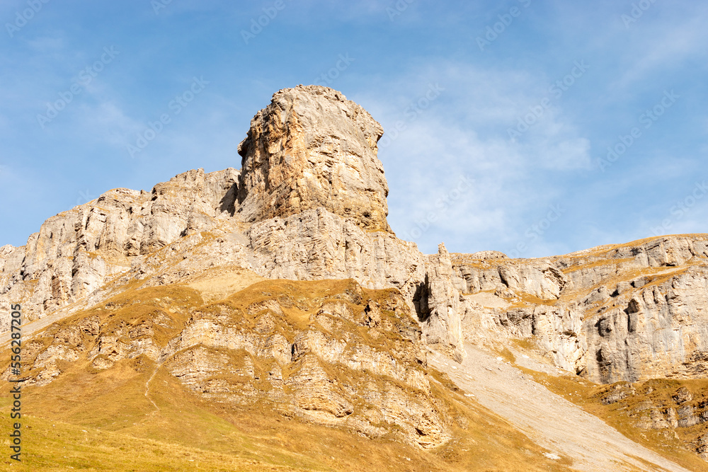 Fototapeta premium Dramatic swiss mountain panorama at the Klausenpass region in Switzerland