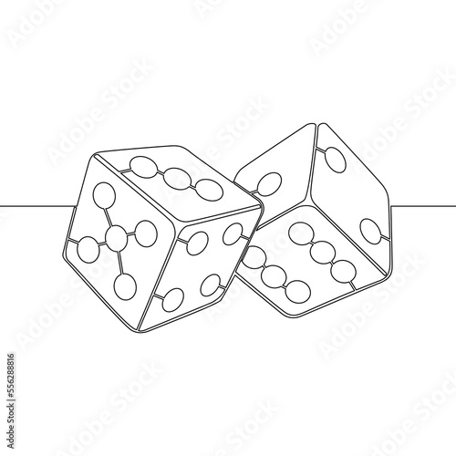 Continuous line drawing Two Dice casino gambling icon vector illustration concept