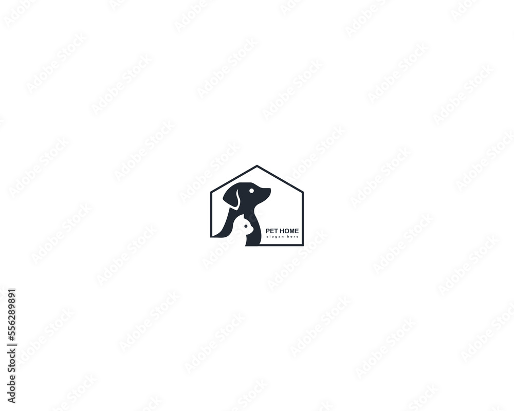 Dog and cat house home logo design template, pet love logo design suitable for pet shop, store, cafe, business, hotel, veterinary clinic, Domestic animal vector illustration logotype, sign or symbol Dog and cat house home logo design template, pet love logo design suitable for pet shop, store, cafe, business, hotel, veterinary clinic, Domestic animal vector illustration logotype, sign or symbol