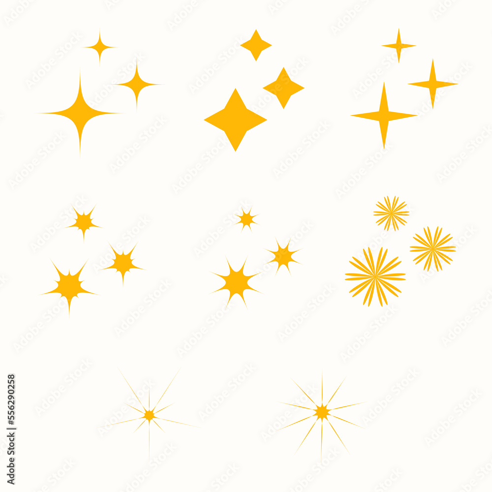 Set of sparkling star icon vector design Set of sparkling star icon vector design