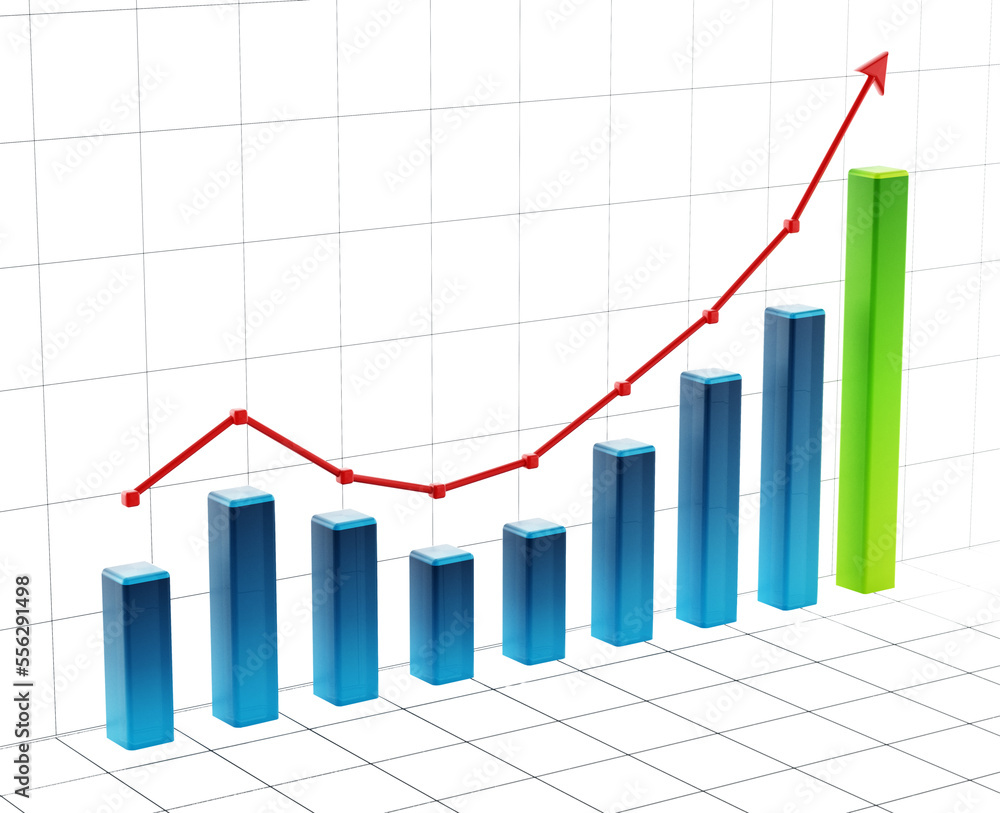 Rising bar graph on grid on transparent background. Rising bar graph on grid on transparent background.