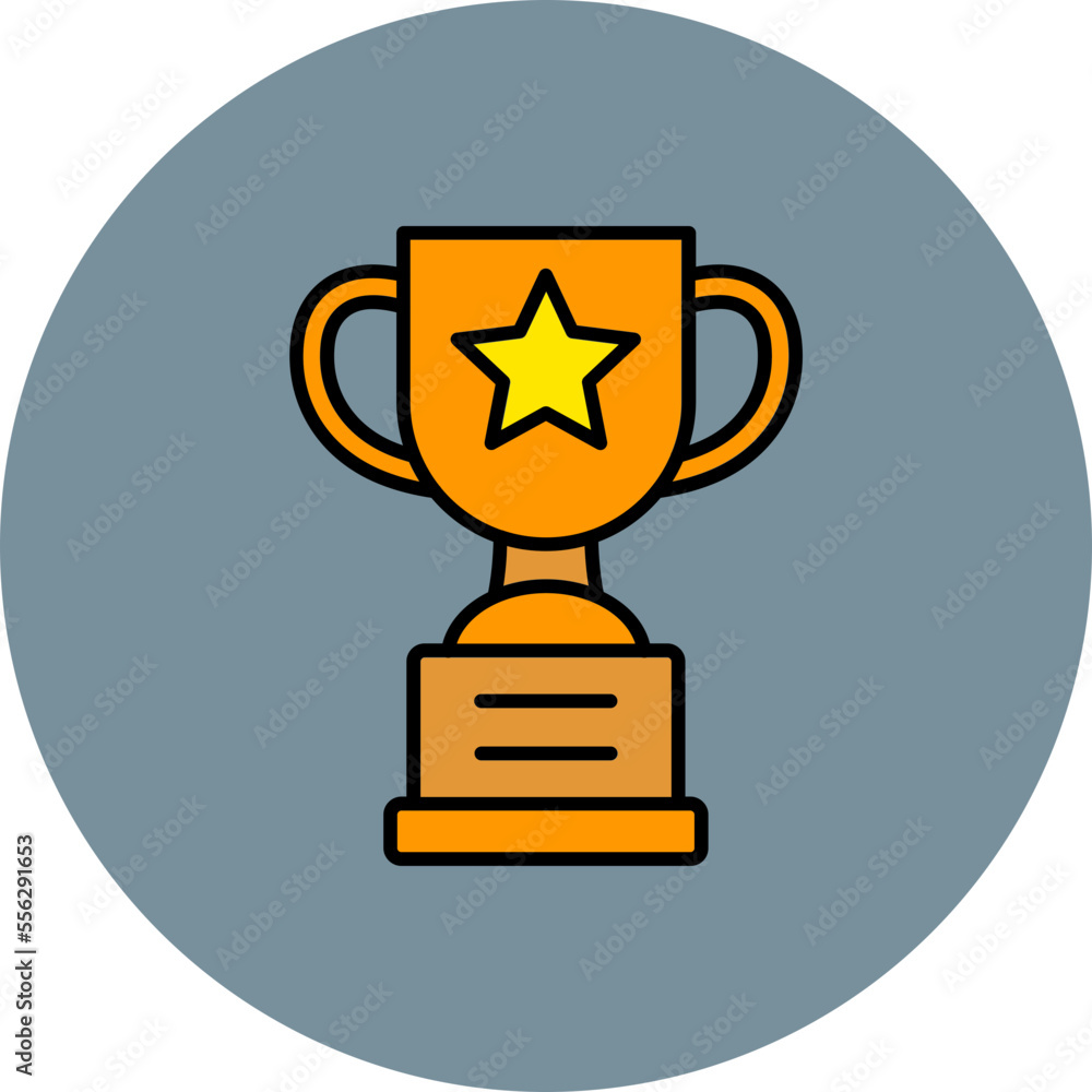 Trophy Multicolor Circle Filled Line Icon Trophy Multicolor Circle Filled Line Icon