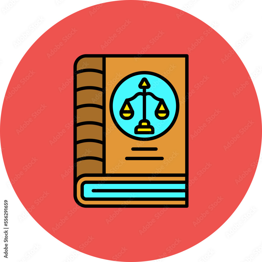 Law Book Multicolor Circle Filled Line Icon Law Book Multicolor Circle Filled Line Icon