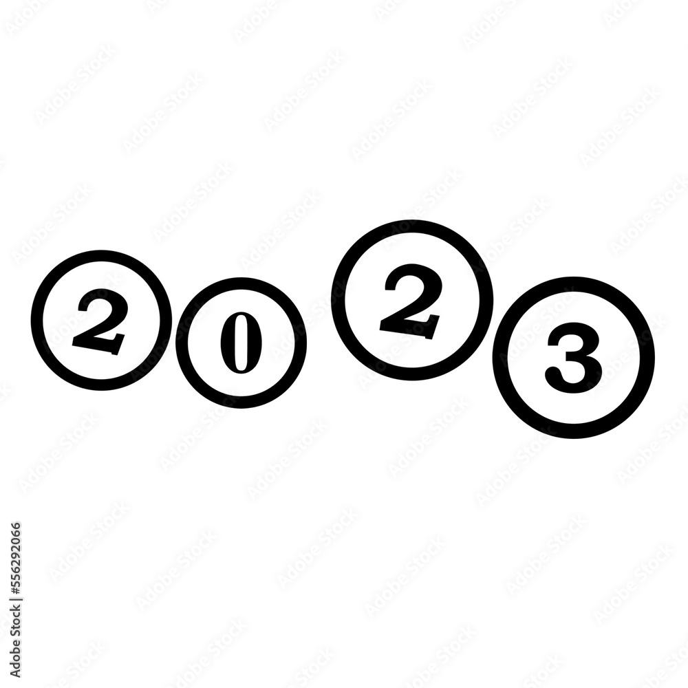 Happy new year 2023 number design calligraphy, typography lettering text. Happy new year 2023 number design calligraphy, typography lettering text.
