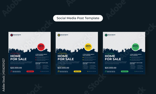 Real estate social media ads template design. For web ads, construction flyer design.