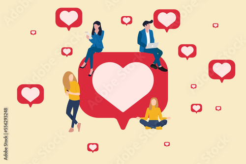 Social media influencer. Concept of social Media addiction, popularity, influence, modern lifestyle and ad