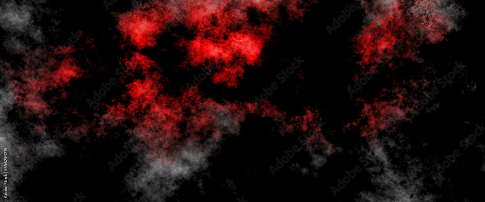Burning coals and crack surface. Black and red rock stone background. Dark red horror scary background. Watercolor smoke background. Red grunge textured stone wall background.