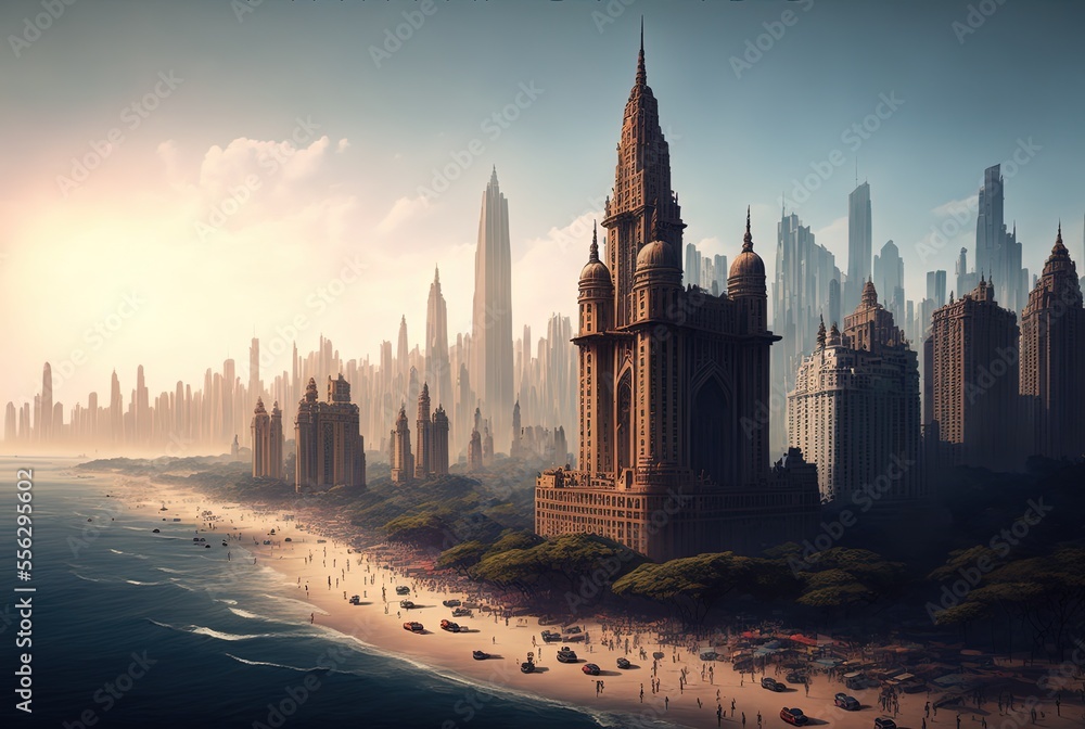  illustration of  cityscape , inspired from Mumbai urban city