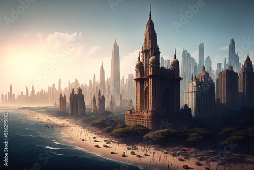  illustration of cityscape , inspired from Mumbai urban city