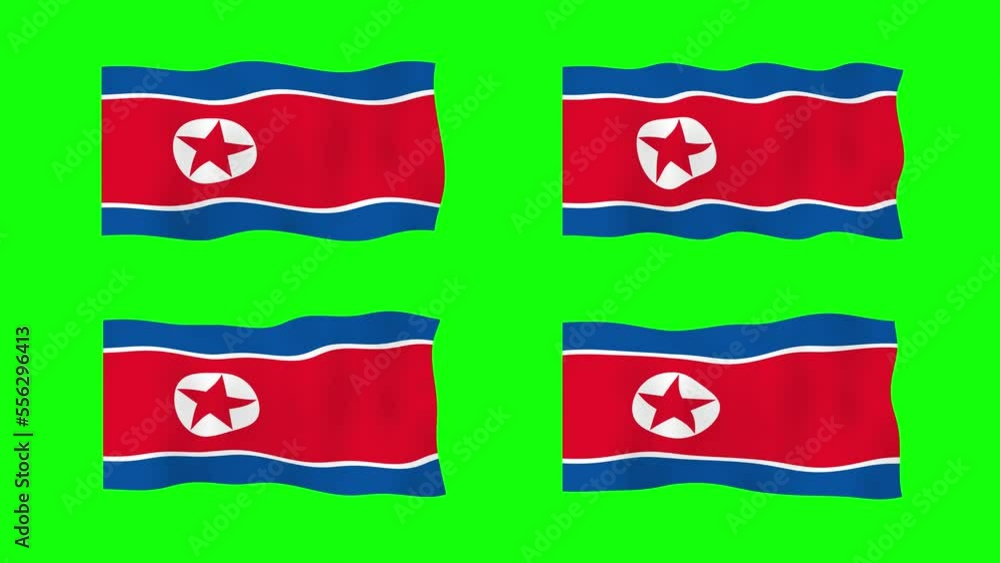 North Korea Waving Flag 2D Animation On Green Screen Background north-korea-waving-flag-2d-animation-on-green-screen-background