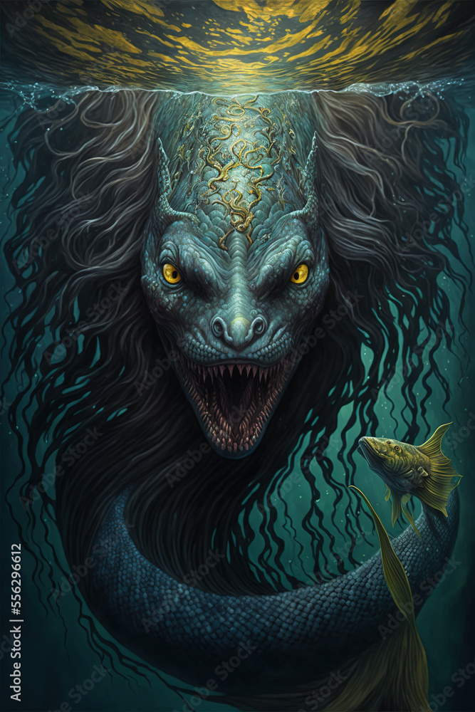 siren, mermaid, underwater, dark fantasy, horror, demons, art