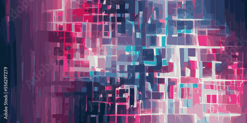 Neon synthwave background with Geometric modern grid