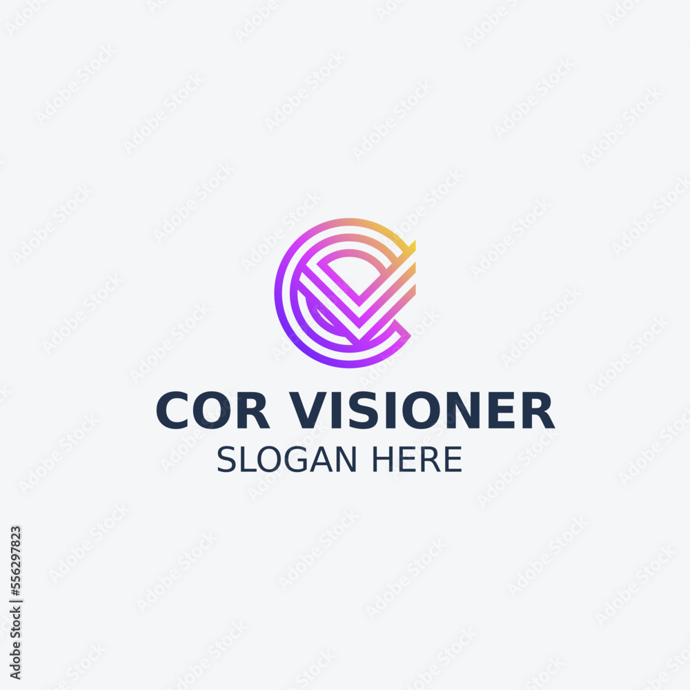 Letter CV VC Simple Monogram Logo