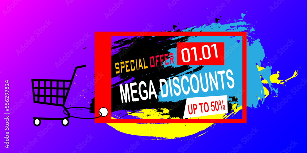 Naklejka premium Sale poster with percent discount. Sale Shopping banner
