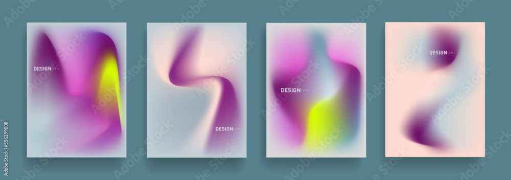 Fototapeta premium Abstract white, pink, yellow and green colors. 3d fluid wave for cover, banner, card, flyer, poster. Modern set background design or style spring composition. Vector illustration