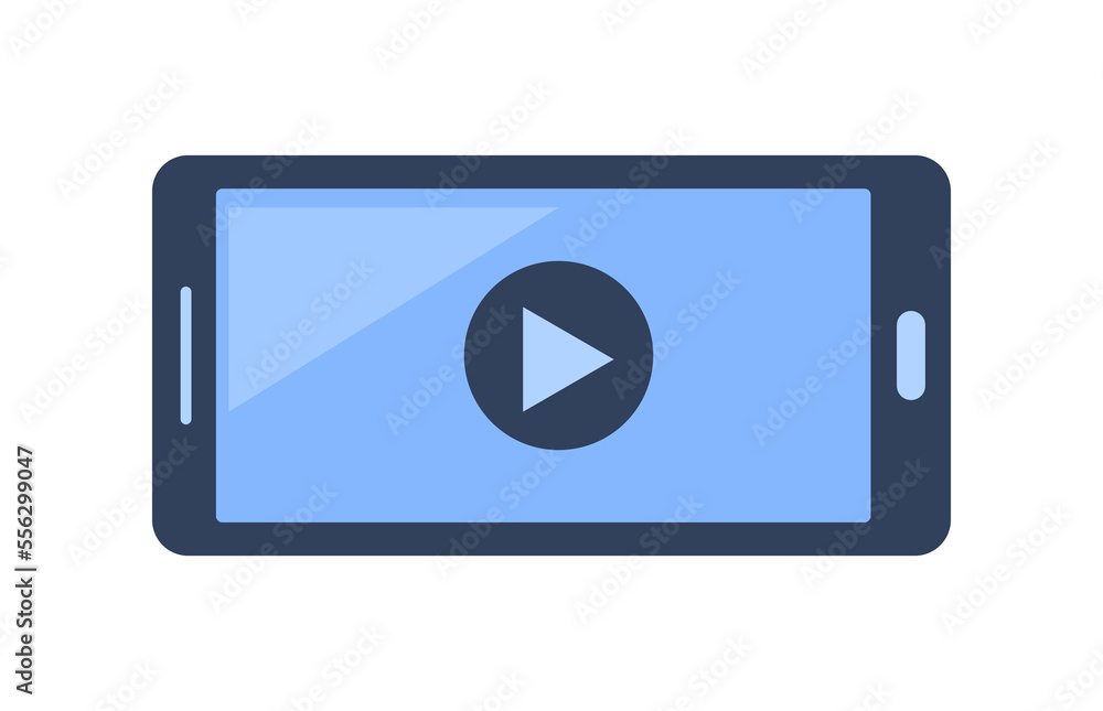 Smartphone icon with play sign or video player. Social media symbol. Vector icon mobile phone. Play button vector icon. Smartphone icon with play sign or video player. Social media symbol. Vector icon mobile phone. Play button vector icon.