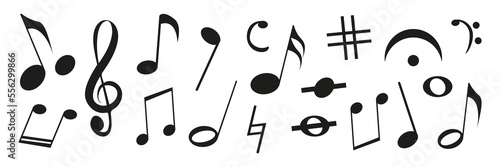 Music notes set. Vector illustration isolated on white.