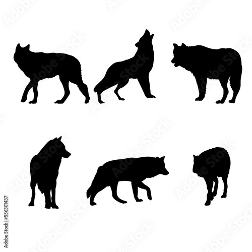 Set of silhouettes of wolves vector design