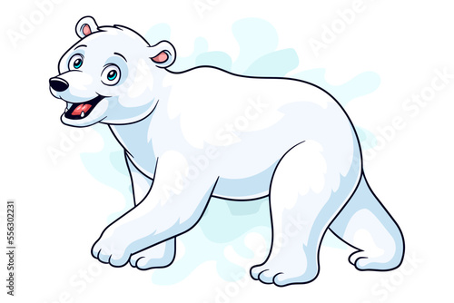 Cartoon funny polar bear cartoon isolated on white background