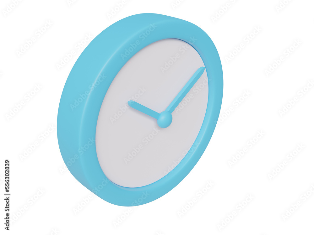 Blue cartoon clock. 3d render. Blue cartoon clock. 3d render.