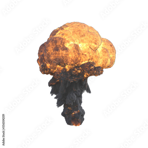 爆発 キノコ雲 Explosions on white mushroom cloud 3D rendered illustration 3DCG 透過PNG