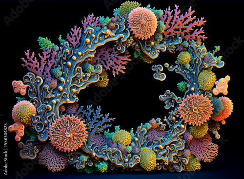 coral picture frame. sketch art for artist creativity and inspiration. generative AI