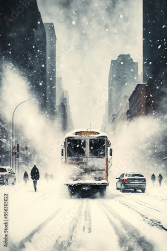 Snowy New York. sketch art for artist creativity and inspiration. generative AI 