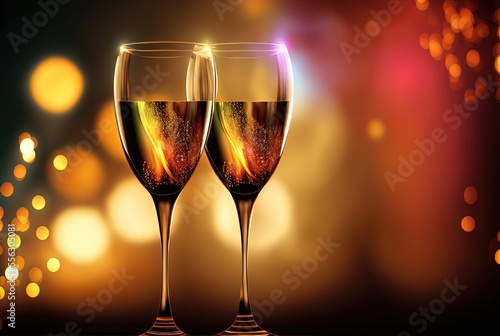 illustration of tossing champagne glasses in celebration party theme background