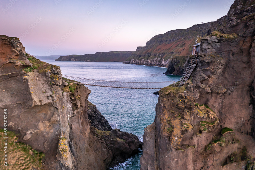Fototapeta premium Aerial view of Ballintoy Harbour near Giants Causeway, County. Antrim, Northern Ireland, UK