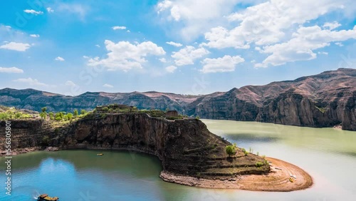 Time-lapse photography of Laoniuwan Yellow River Grand Canyon, Qingshuihe County, Hohhot, Inner Mongolia, China photo