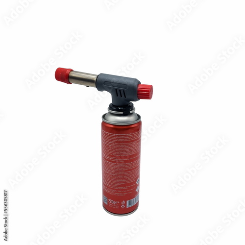 Manual portable gas burner with cylinder for camping, gas bottle with burner
