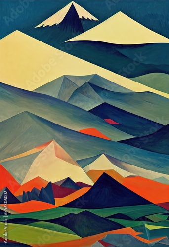 mountain painting Generative AI