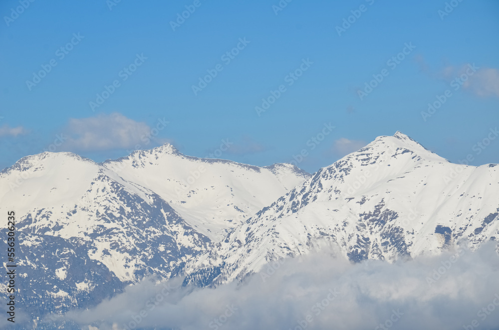 Snowy winter landscape of a ski resort,panoramic view