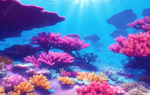 coral reef in the blue sea