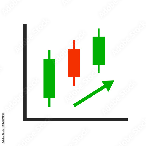 Candlestick chart of an uptrend. Increase in stock price. Vector.