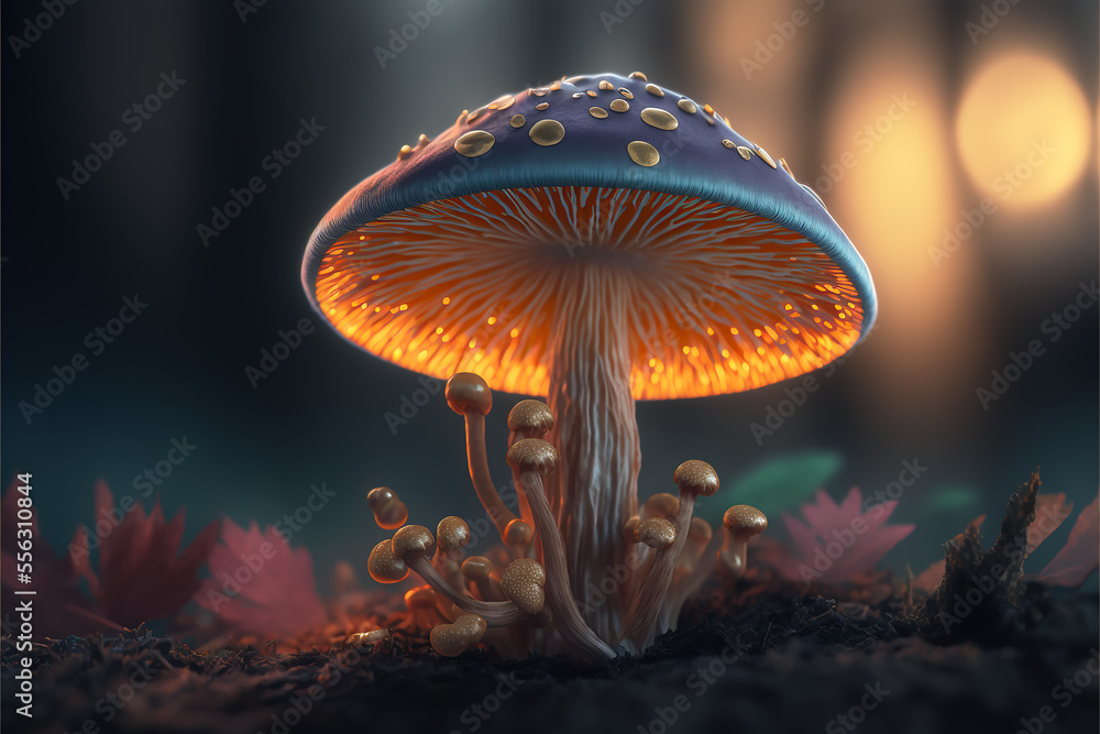 Magic mushrooms, colorful surreal image Magic mushrooms, colorful surreal image