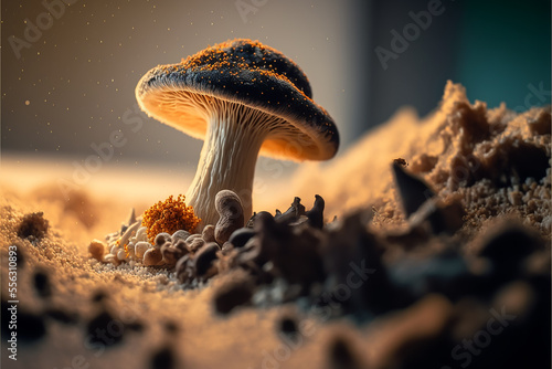 a psilocybin mushroom on the ground, magic mushroom © nastazia