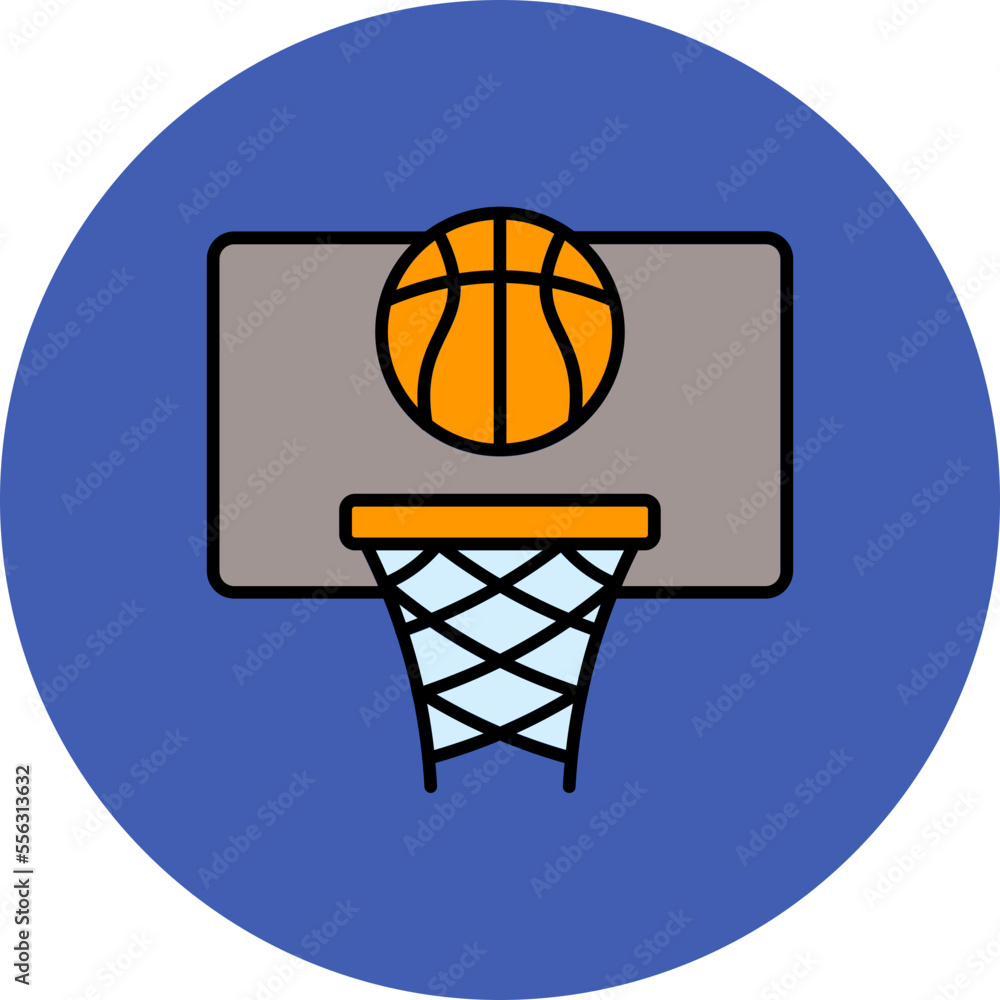 Basketball Multicolor Circle Filled Line Icon
