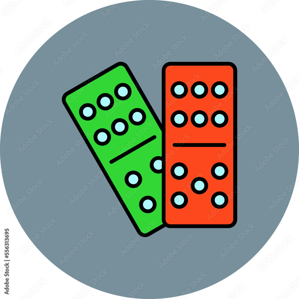Domino Multicolor Circle Filled Line Icon Domino Multicolor Circle Filled Line Icon